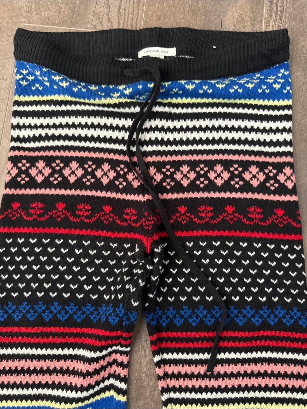 American Eagle Kids Black Knit Fair Isle Jogger Pants - Multi